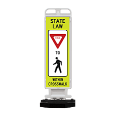 Plasticade 4336-W-K9321Ygdg-Rb43Pk 12" X 36" Crosscade 36 Panel, White With State Law Yield Sign To Pedestrian Symbol Within Crosswalk R1-6 On Both Sides