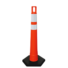 Plasticade 510-O-Hip-6W4W-2-Rb10 Watchtower Stacker Cone With Base, Orange, High Intensity Prismatic Grade Sheeting