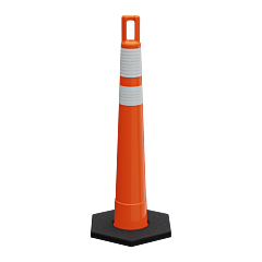Plasticade 510-O-Hip-6W4W-2-Rb16 Watchtower Stacker Cone With Base, Orange, High Intensity Prismatic Grade Sheeting
