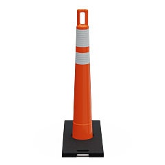 Plasticade 510-O-Hip-6W4W-2-Rb30 Watchtower Stacker Cone With Base, Orange, High Intensity Prismatic Grade Sheeting