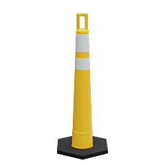 Plasticade 510-Y-Hip-6W4W-2-Rb16 Watchtower Stacker Cone With Base, Yellow, High Intensity Prismatic Grade Sheeting