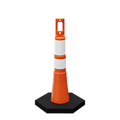 Plasticade 628-O-Eg-6W4W-Rb16 Navicade 28" Channelizer Cone With Base, Orange, 2 Bands - Engineer Grade Sheeting