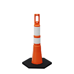 Plasticade 628-O-Hip-6W4W-Rb10 Navicade 28" Channelizer Cone With Base, Orange, 2 Bands - High Intensity Prismatic Grade Sheeting