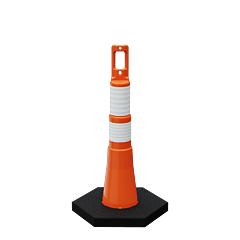Plasticade 628-O-Hip-6W4W-Rb16 Navicade 28" Channelizer Cone With Base, Orange, 2 Bands - High Intensity Prismatic Grade Sheeting