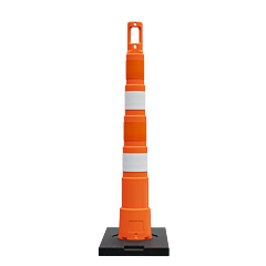 Plasticade 650R1-O-4-Dg-A-Rb30 Navicade 42" Channelizer Cone With Base, Orange, 4 Bands - Diamond Grade Sheeting