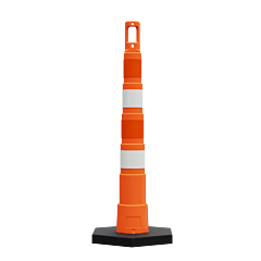 Plasticade 650R1-O-4-Eg-A-Rb16 Navicade 42" Channelizer Cone With Base, Orange, 4 Bands - Engineer Grade Sheeting