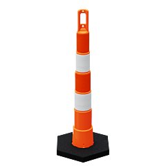 Plasticade 650R1-O-6-Dg-A-Rb16 Navicade 42" Channelizer Cone With Base, Orange, 4 Bands - Diamond Grade Sheeting