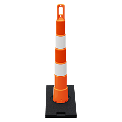 Plasticade 650R1-O-6-Eg-A-Rb30 Navicade 42" Channelizer Cone With Base, Orange, 4 Bands - Engineer Grade Sheeting
