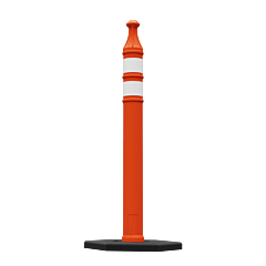 Plasticade 7442-Ld-O-3-Eg-Ww-Rb10 42" Grip Top Delineator & 10 Lb. Rubber Base, Orange, Engineer Grade Sheeting