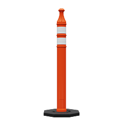 Plasticade 7442-Ld-O-3-Hip-Ww-Rb12 42" Grip Top Delineator & 10 Lb. Rubber Base, Orange, High Intensity Prismatic