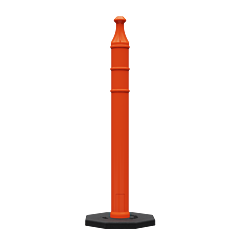 Plasticade 7442-Ld-O-Rb10 42" Grip Top Delineator & 10 Lb. Rubber Base, Orange, No Sheeting