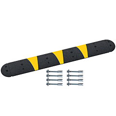 Plasticade Sb72N-Sconcrete-Ec Speed Bump With Reflective Stripes And End Caps, 6' For Concrete, Black