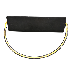 Plasticade W88-Rvt Single Aircraft Chock 24"W X 7"D X 5.5"H With Vinyl Tubing Over Yellow Rope Handle., Black