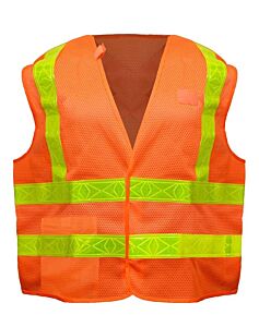 Occunomix Tse-Mbgx-Ol Class 2 Self Extinguishing X-Back Breakaway Vest, Orange, Size Large
