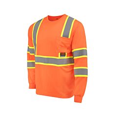 Radians St41-3Pos-3X Class 3 Mesh Long Sleeve T-Shirt With Contrast Trim, Orange, Size 3X-Large