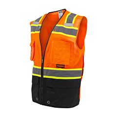 Radians Sv51B-2Zom-Xl Two Toned Class 2 Color-Blocked Vest With Zipper, Black Bottom, Orange, Size X-Large