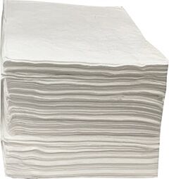Fytertech O1Pl100 Essentials Oil-Only Single-Ply Sorbent Pads, Light Weight, 15" X 18", White, 100 Per Pack
