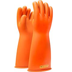 Novax 147-4-18/9 Class 4 Rubber Insulating Gloves With Straight Cuff - 18", Orange, Size 9