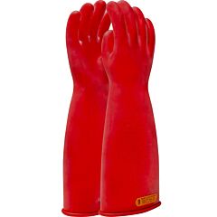 Novax 153-4-18/9 Class 4 Rubber Insulating Gloves With Straight Cuff - 18", Red, Size 9