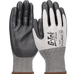 G-Tek 16-363/Xs 13G Polykor A6 Cut Salt And Pepper Shell With Black Nitrile Breathable Foam Coating And Touchscreen Compatible, Salt & Pepper, Size X-Small