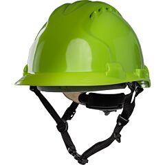 Jsp 280-Ahs240V-Ly Vented, Type Ii Linesman Safety Helmet, Eps Impact Liner, Polyester Suspension, Ratchet Adjustment And 4-Point Chin Strap, Neon Yellow