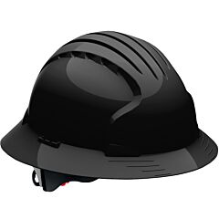 Jsp 280-Ev6161-11 Full Brim Hard Hat, 6-Point Polyester Suspension And Wheel Ratchet Adjustment, Black
