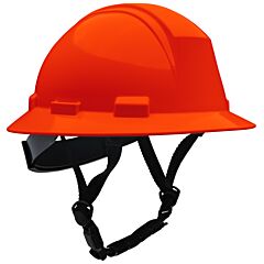 Dynamic 280-Hp642R-Ch-31 Type Ii Full Brim Safety Helmet, 4-Point Suspension, Ratchet Adjustment And 4-Point Chinstrap, Orange