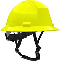 Dynamic 280-Hp642R-Ch-44 Type Ii Full Brim Safety Helmet, 4-Point Suspension, Ratchet Adjustment And 4-Point Chinstrap, Yellow
