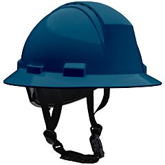 Dynamic 280-Hp642Rv-Ch-08 Type Ii Full Brim Safety Helmet, 4-Point Suspension, Ratchet Adjustment Vented, With 4-Point Chinstrap, Navy