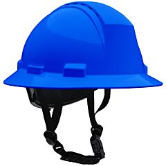 Dynamic 280-Hp642Rv-Ch-17 Type Ii Full Brim Safety Helmet, 4-Point Suspension, Ratchet Adjustment Vented, With 4-Point Chinstrap, Royal