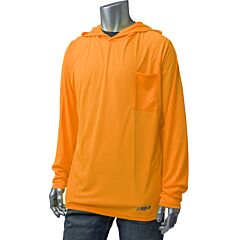 Pip 310-1320-Or/Xs Non-Ansi Quick Dry Hooded Long Sleeve T-Shirt, Orange, Size X-Small