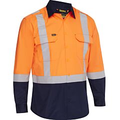 Bisley 312M6367H-On/6X Class 3 Men'S Vented Long Sleeve Button Down With Navy Bottom, Orange, Size 6X-Large