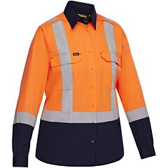 Bisley 312W6367H-On/2X Class 2 Women'S Vented Long Sleeve Button Down With Navy Bottom, Orange, Size 2X-Large