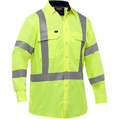 Bisley 313M6490X-Y/4X Class 3 And Csa Z96 X-Back Long Sleeve Work Shirt With X-Airflow™, Yellow, Size 4X-Large