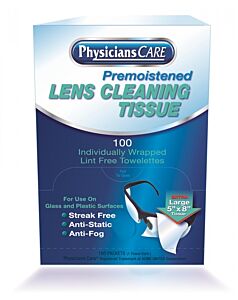 First Aid Only 90192 Lens Cleaning Wipes, 100/Box
