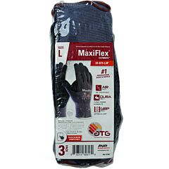 Maxiflex® Ultimate™ 34-874-L3P Seamless Knit Nylon/Elastane Gloves, Nitrile Coated Microfoam Grip On Palm & Fingers, 3-Pair Pack, Size Large
