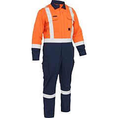 Bisley 385Mfrhc-On/2X Ar/Fr Men'S Ripstop Coveralls With Navy Bottom, Orange/Navy, Size 2X-Large