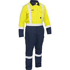 Bisley 385Mfrhc-Yn/L Ar/Fr Men'S Ripstop Coveralls With Navy Bottom, Yellow/Navy, Size Large