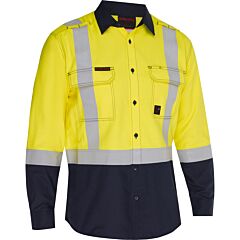 Bisley 385Mfrhs-Yn/3X Ar/Fr Men'S Ripstop Long Sleeve Button Down With Navy Bottom, Yellow/Navy, Size 3X-Large