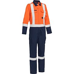 Bisley 385Wfrhc-On/L Ar/Fr Women'S Ripstop Coveralls With Navy Bottom, Orange/Navy, Size Large