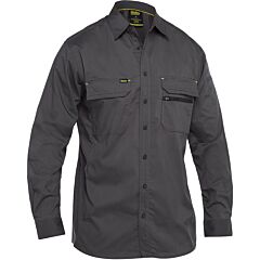 Bisley 400M6490-Gr-L Long Sleeve Ripstop Work Shirt With X-Airflow™ Ventilation, Gray, Size Large