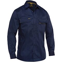 Bisley 400M6490-Nv-2Xl Long Sleeve Ripstop Work Shirt With X-Airflow™ Ventilation, Navy, Size 2X-Large