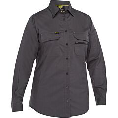 Bisley 400W6490-Gr-4Xl Women'S Long Sleeve Ripstop Work Shirt With X-Airflow™ Ventilation, Gray, Size 4X-Large