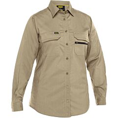 Bisley 400W6490-Tn-4Xl Women'S Long Sleeve Ripstop Work Shirt With X-Airflow™ Ventilation, Tan, Size 4X-Large