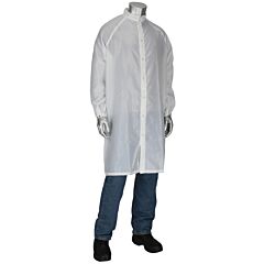 Uniform Technology Cfr-60Wh-M Taffeta Iso 6 (Class 1, 000) Cleanroom Frock, White, Size Medium