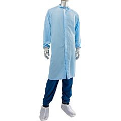 Uniform Technology Cfrzc-65Lb-M C3 Iso 4 (Class 10) Cleanroom Frock, Light Blue, Size Medium