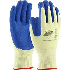 G-Tek Mata10-Bdb-S Seamless Knit Polykor® Blended Gloves With Blue Latex Coated Crinkle Grip On Palm & Fingers, Yellow, Size Small