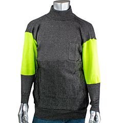 Kut Gard P190Bp-Pp1-Tl-2Xl Ata® Blended Cut Resistant Pullover With Removable Belly Patch, Hi-Vis Sleeves And Thumb Loops, Dark Gray, Size 2X-Large