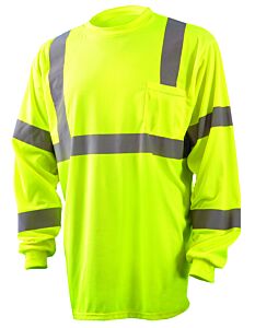 Occunomix Lux-Lsetp3B-Y4T T-Shirt, Wicking Birdseye Long Sleeve, Class 3, Yellow, Size 4X-Large, Tall