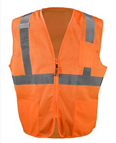 Occunomix Lux-Ssgzc2-O2X Class 2 Mesh Vest, Zipper, Orange, Size 2X-Large